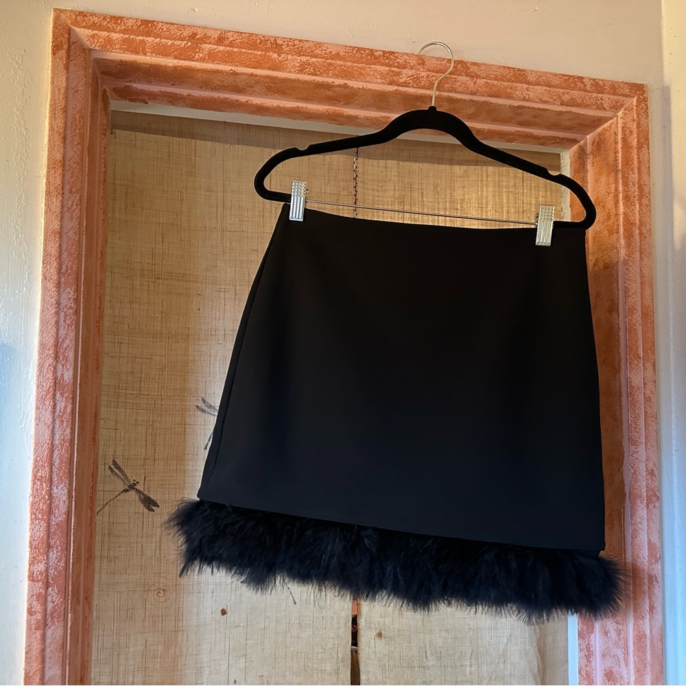 Express Black Embellished A-Line Mini Skirt
